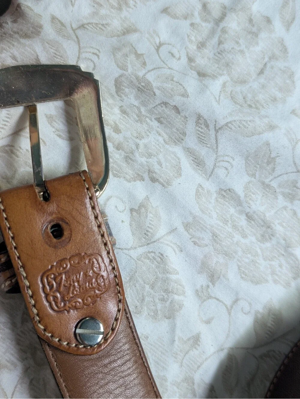 Tony Lama Brown Leather Tooled Western Belt Size 44?